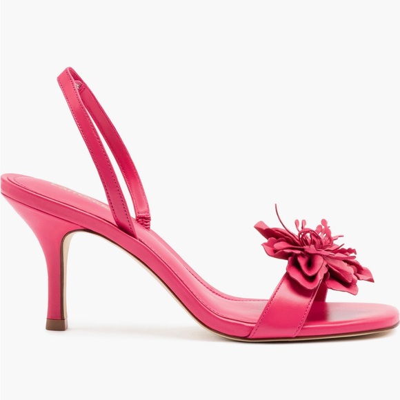 NIB Larroude Pink Hibiscus Slingback Heels - Picture 2 of 10